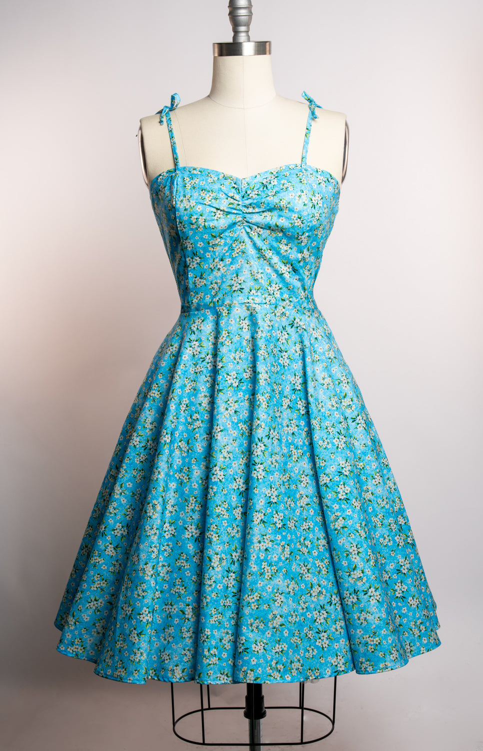 Sarah Swing Dress - Aqua Blossoms