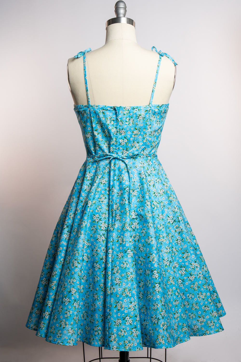 Sarah Swing Dress - Aqua Blossoms