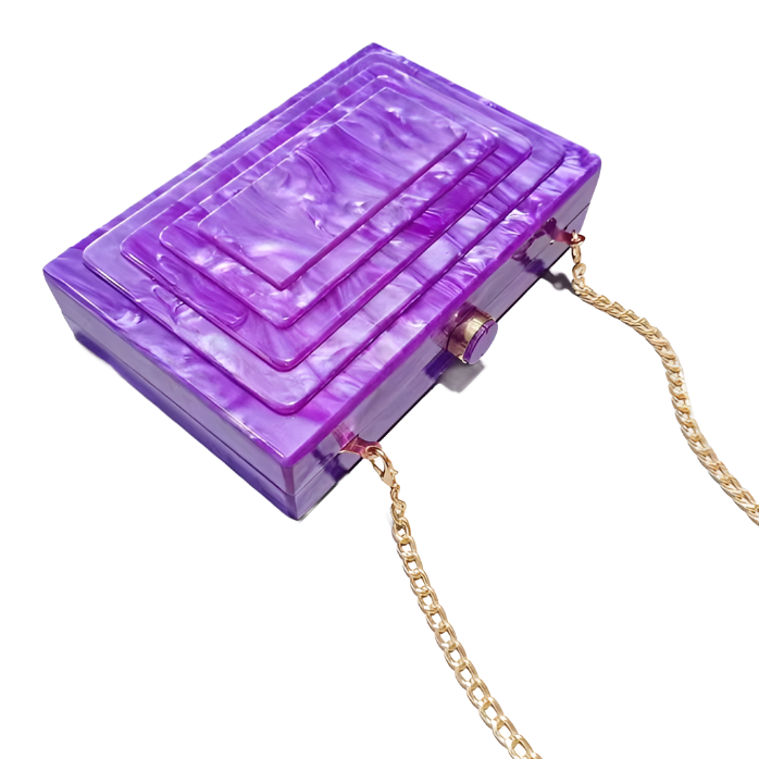 Art Deco Acrylic Rectangular Clutch Handbag-Purple