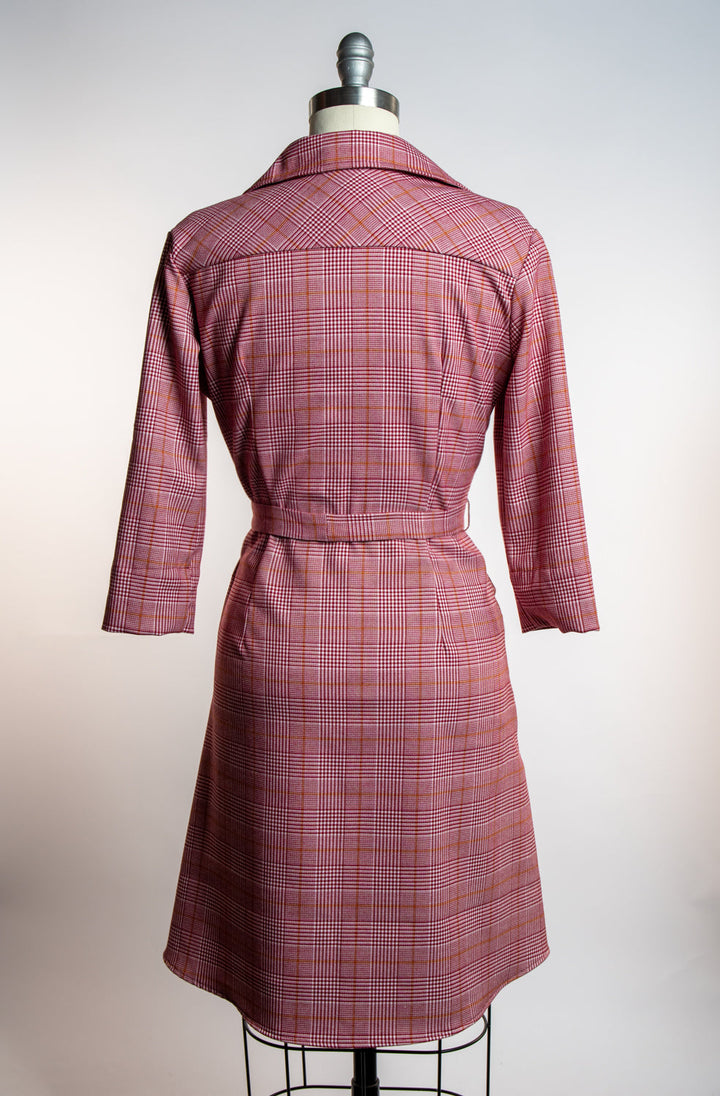 Shirt Dress - Burgundy Plaid