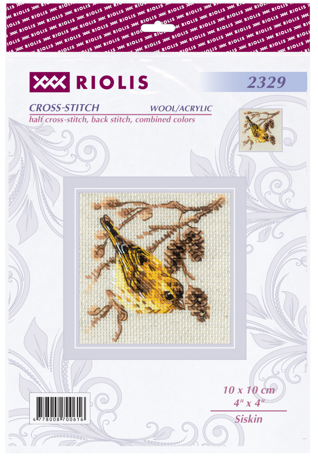 Siskin Counted Cross Stitch Kit by Riolis R2329
