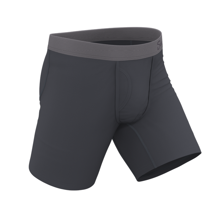 The Slate Expectations | Grey Tonal Long Leg Ball Hammock® Pouch Underwear With Fly