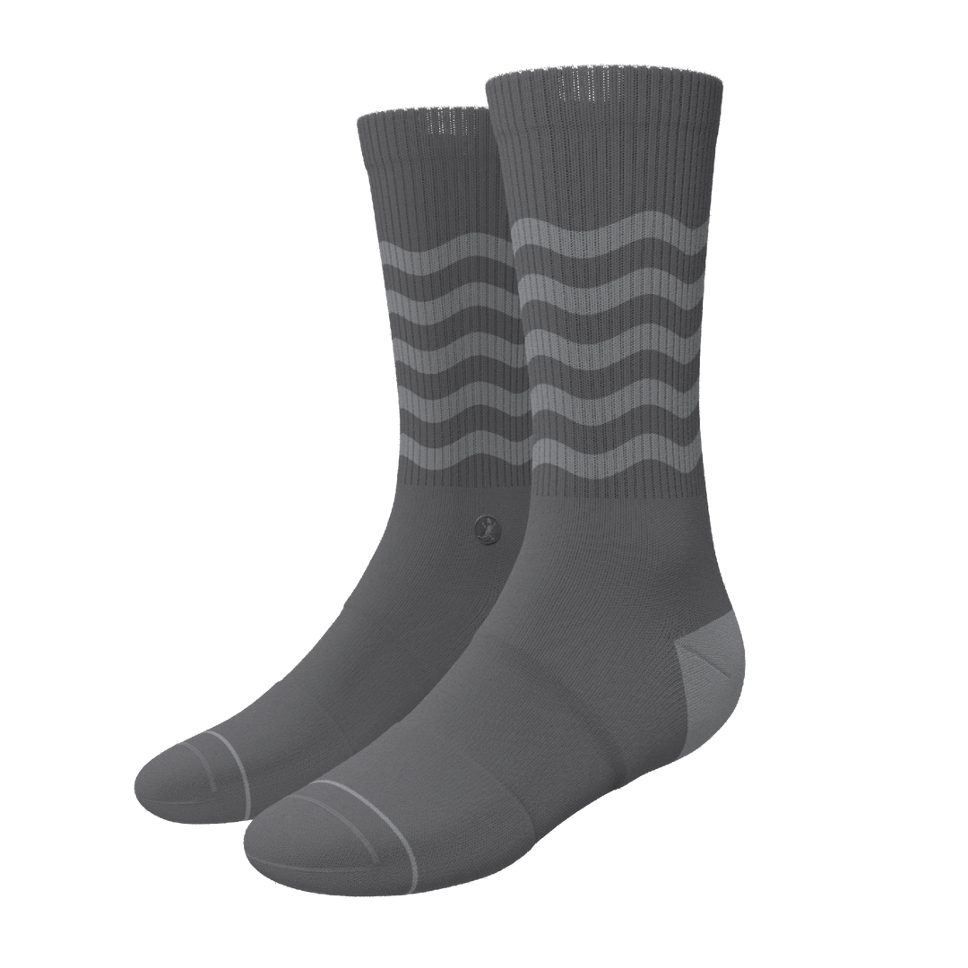 The Sleek | Gray Waves Heel Hammock™ Crew Socks