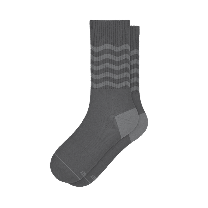 The Sleek | Gray Waves Heel Hammock™ Crew Socks