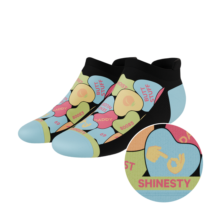The Smooth Talker | Candy Hearts Heel Hammock™ Ankle Socks