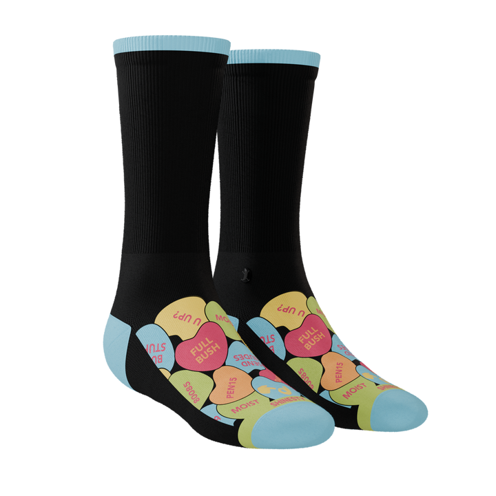 The Smooth Talker | Candy Hearts Heel Hammock™ Crew Socks