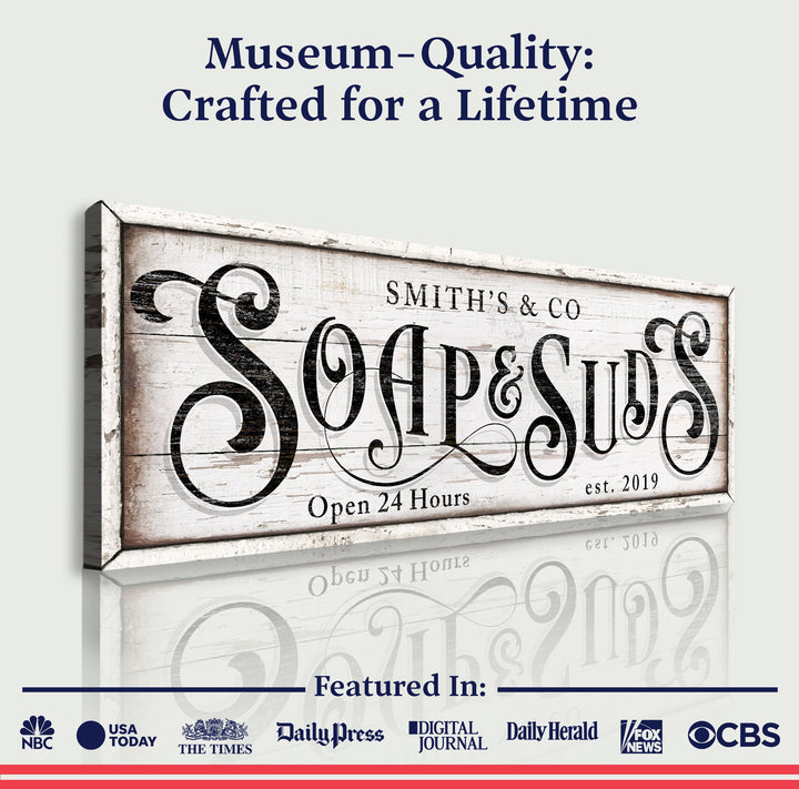 Personalized Soap And Suds Laundry Sign