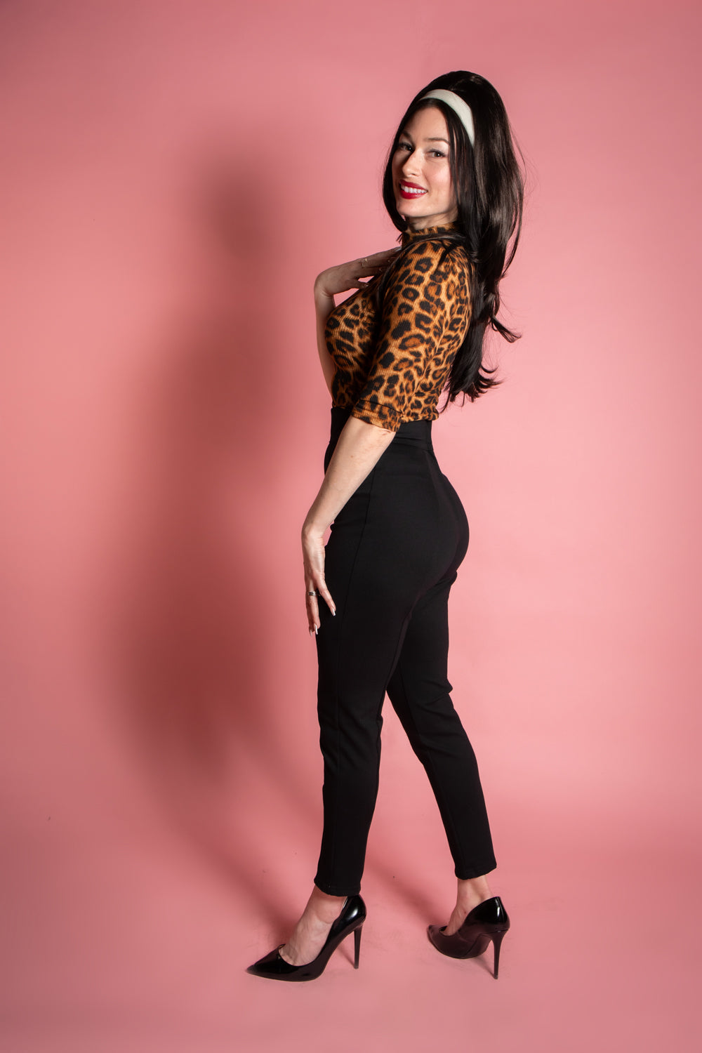 Denise Top 3/4 Sleeve - Leopard Rib Knit