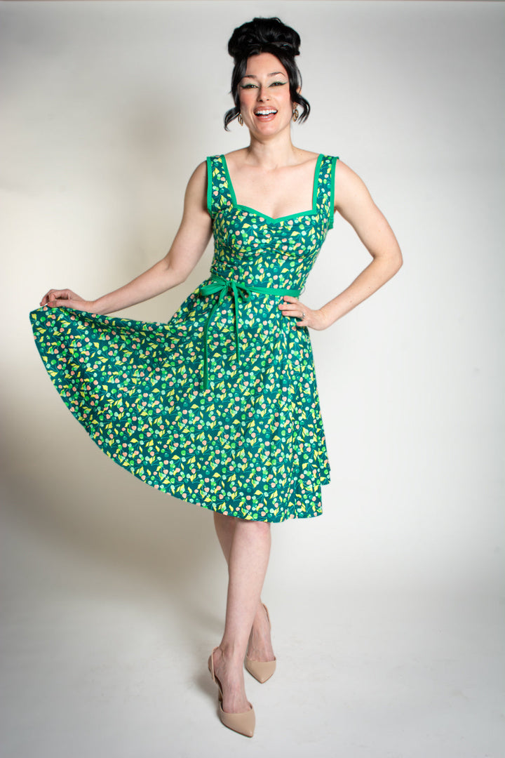 Sadie Dress- Green Cherries*sale