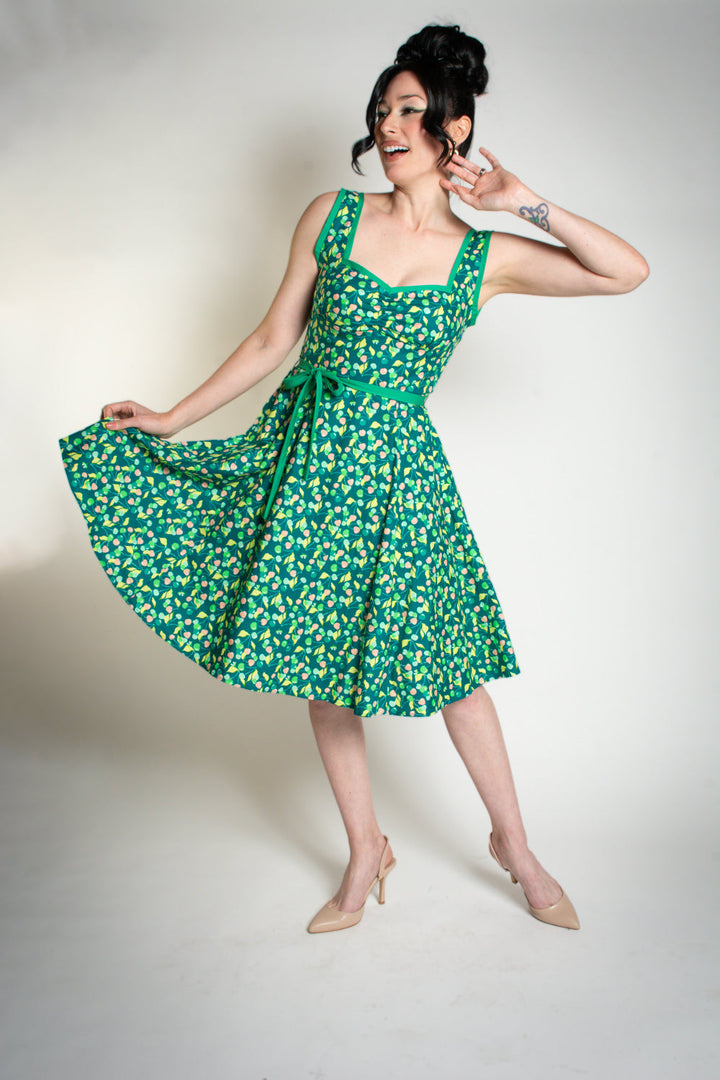 Sadie Dress- Green Cherries*sale