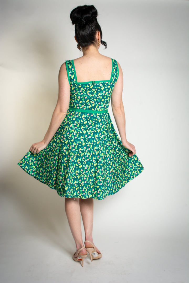 Sadie Dress- Green Cherries*sale