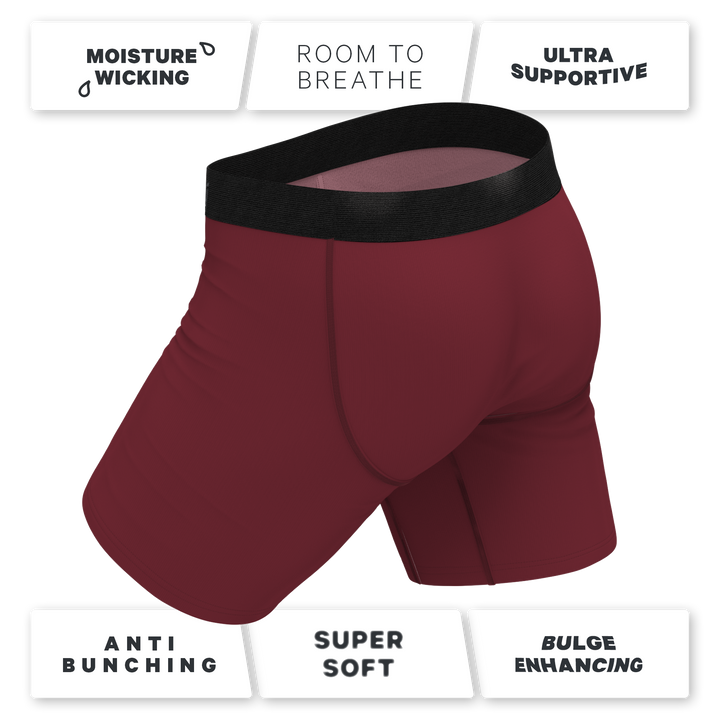 The Sommelier | Burgundy Long Leg Ball Hammock® Pouch Underwear With Fly