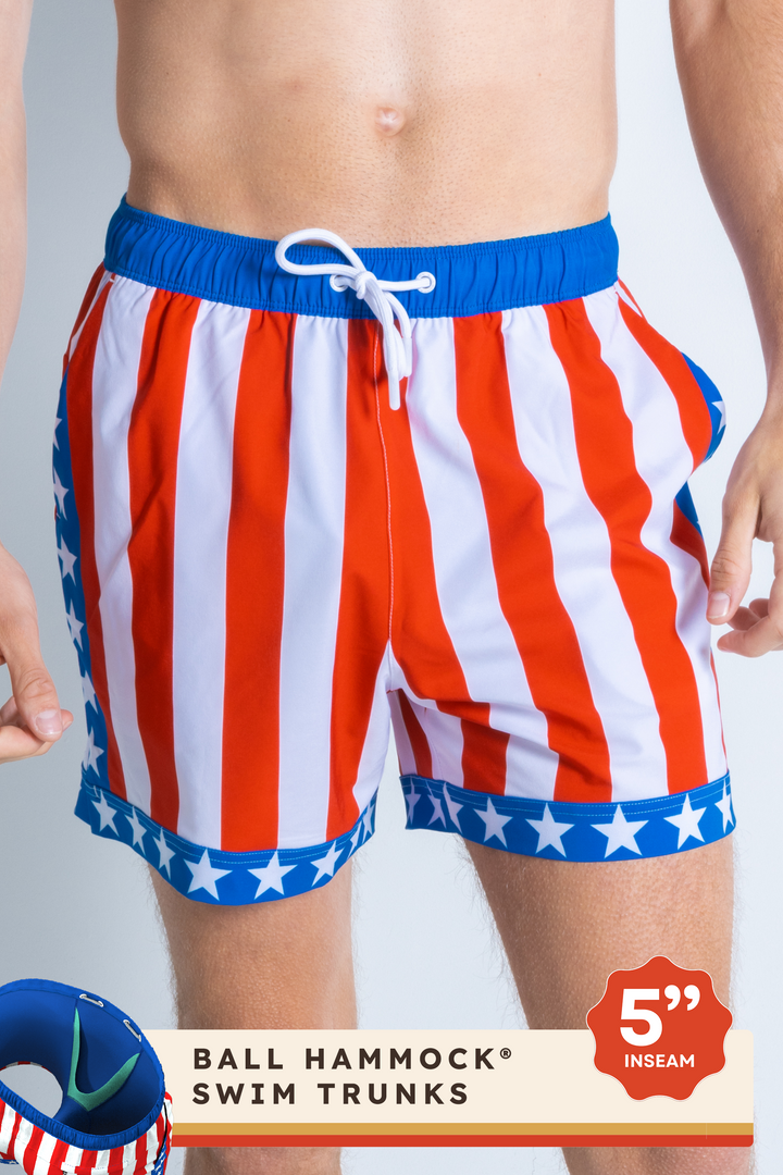 The Spacious Skies | Retro Usa Ball Hammock® Pouch 5" Swim Trunks