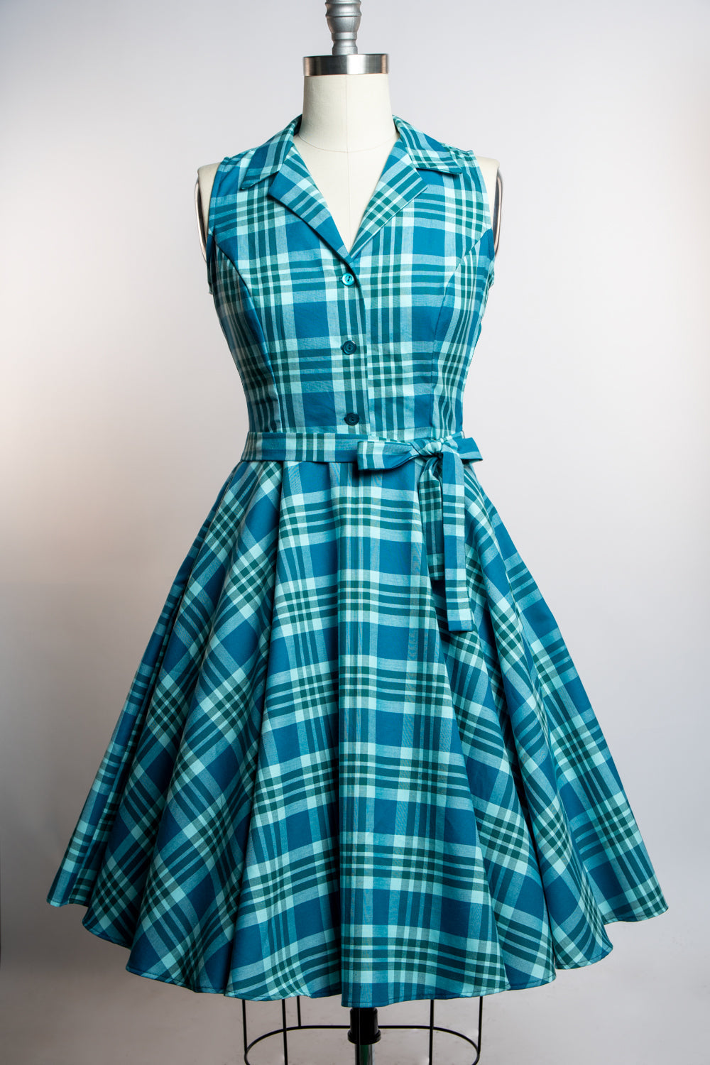 Staci Dress- Teal Plaid