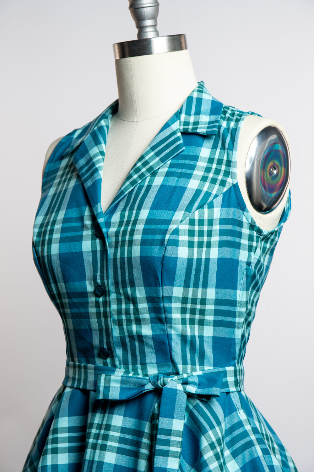 Staci Dress- Teal Plaid