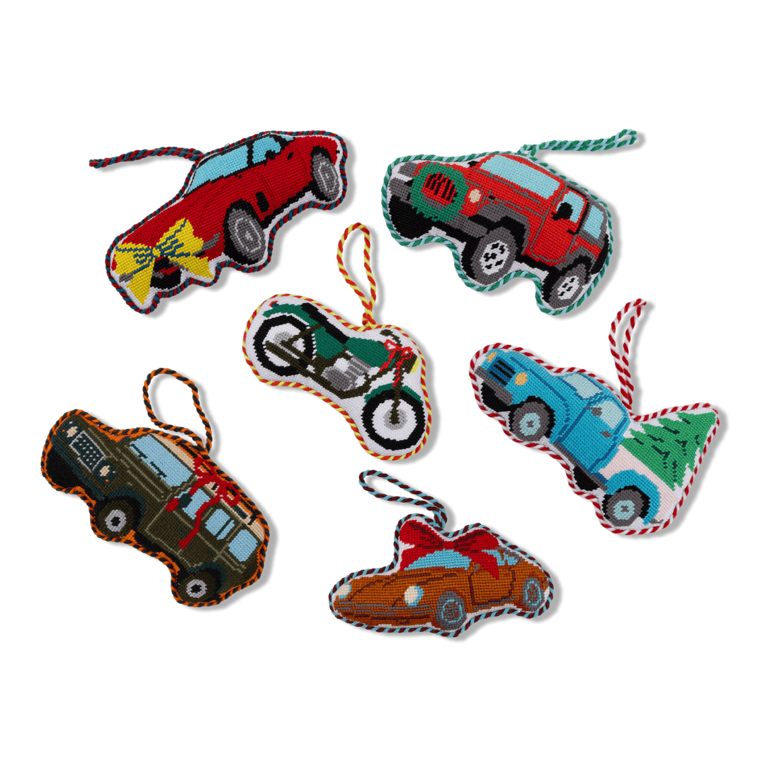 Needlepoint Icon Ornament - Motorcycle