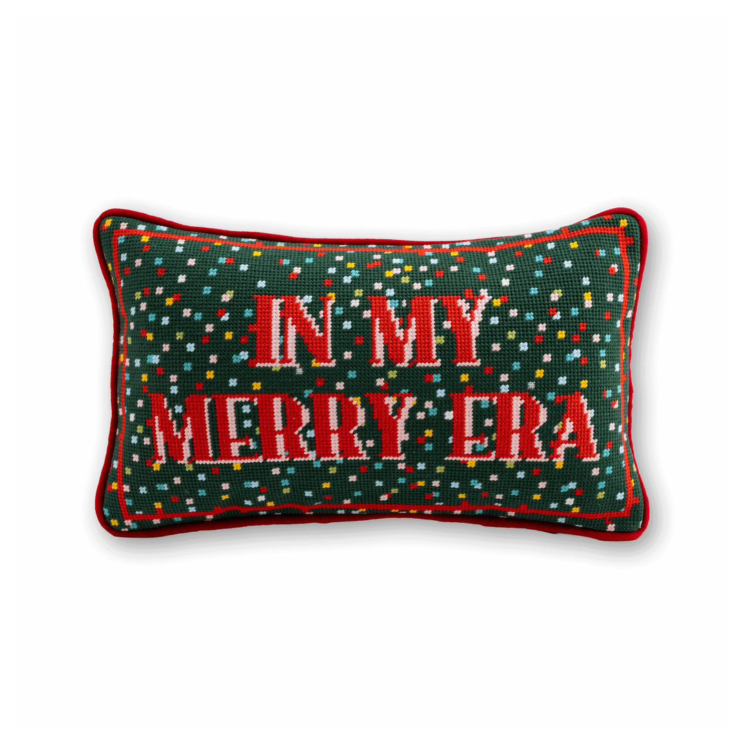 Merry Era Needlepoint Pillow