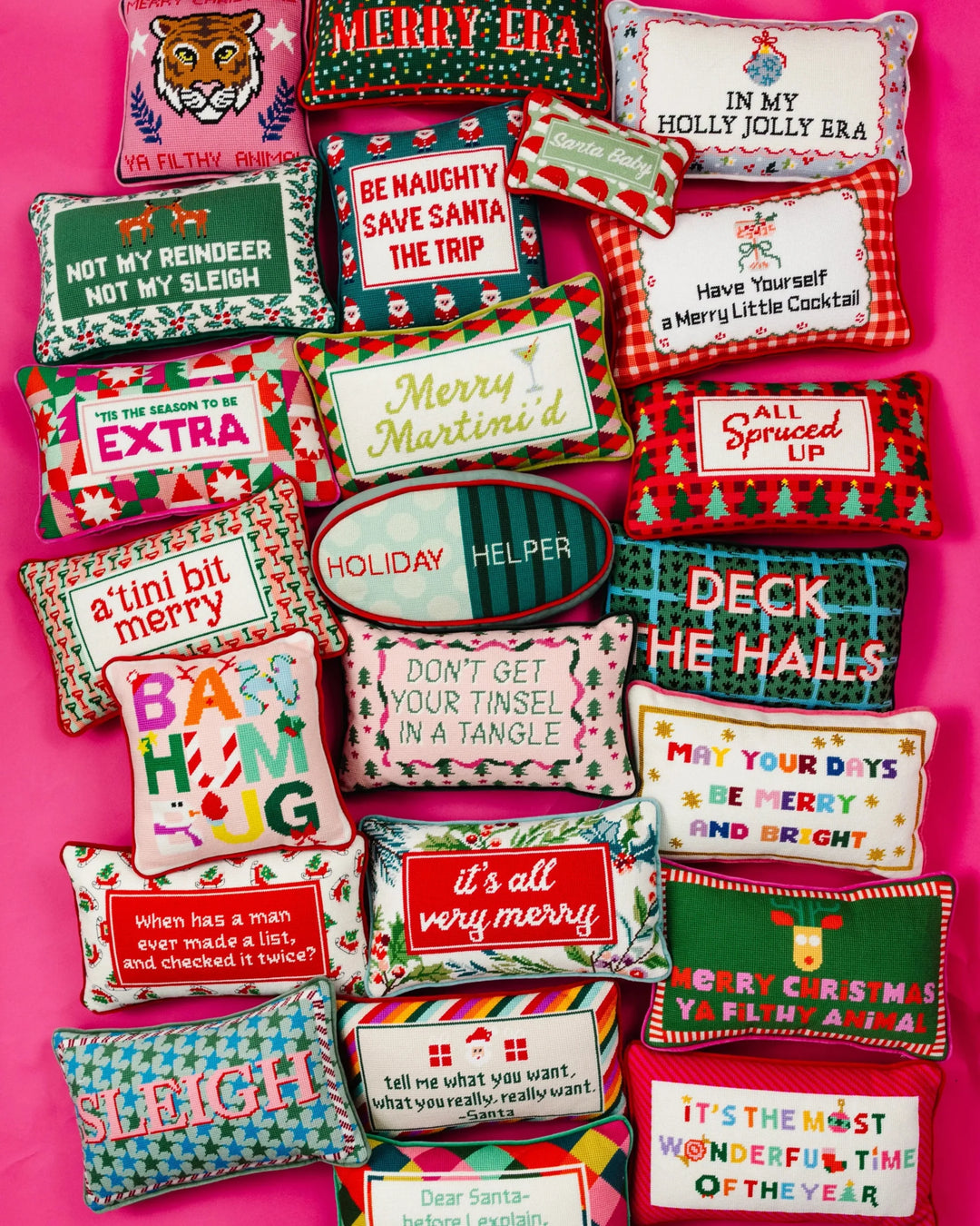 Holiday Helper Needlepoint Pillow