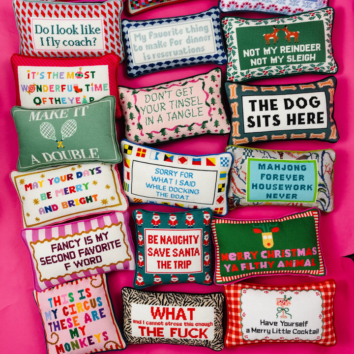 Be Naughty Needlepoint Pillow