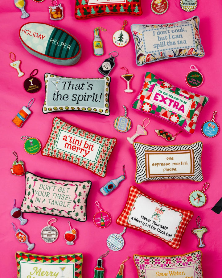 A Tini Bit Merry Needlepoint Pillow