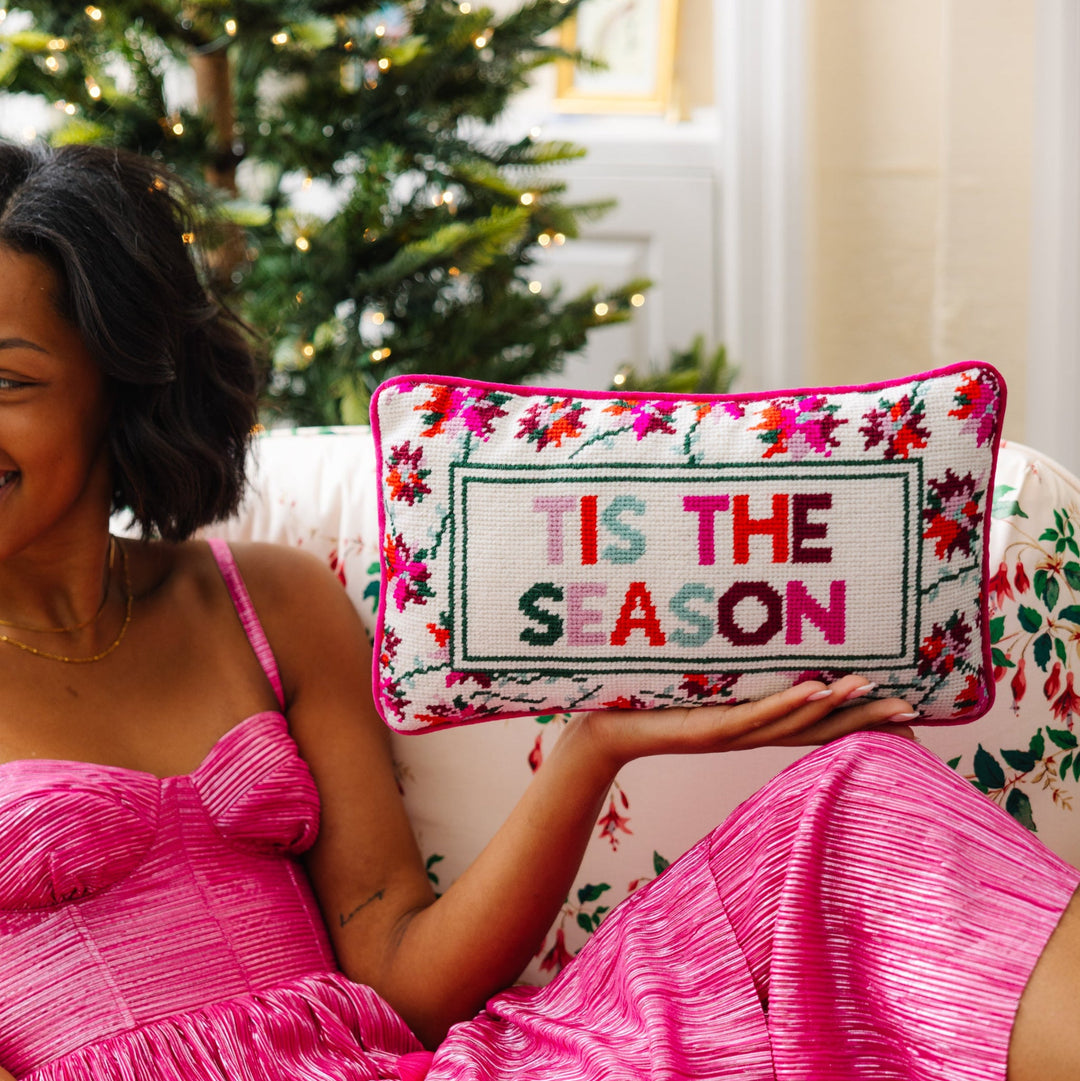 Tis The Season Needlepoint Pillow