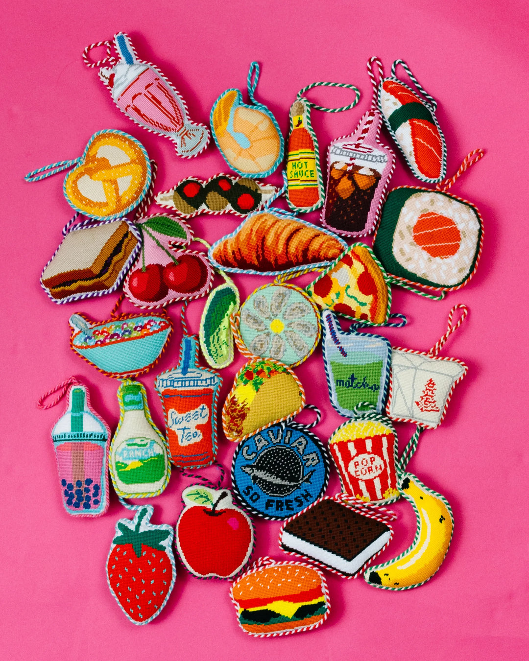 Needlepoint Icon Ornament - Strawberry