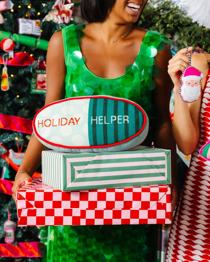 Holiday Helper Needlepoint Pillow