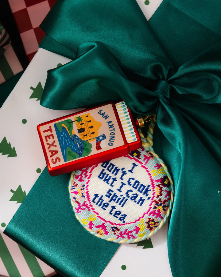 Needlepoint Ornament - Spill the Tea