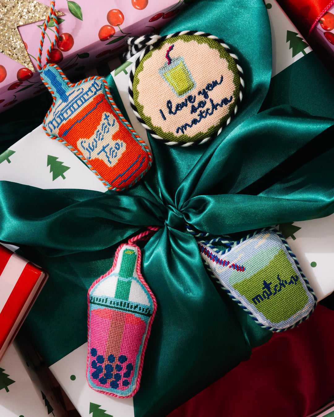 Needlepoint Icon Ornament - Boba