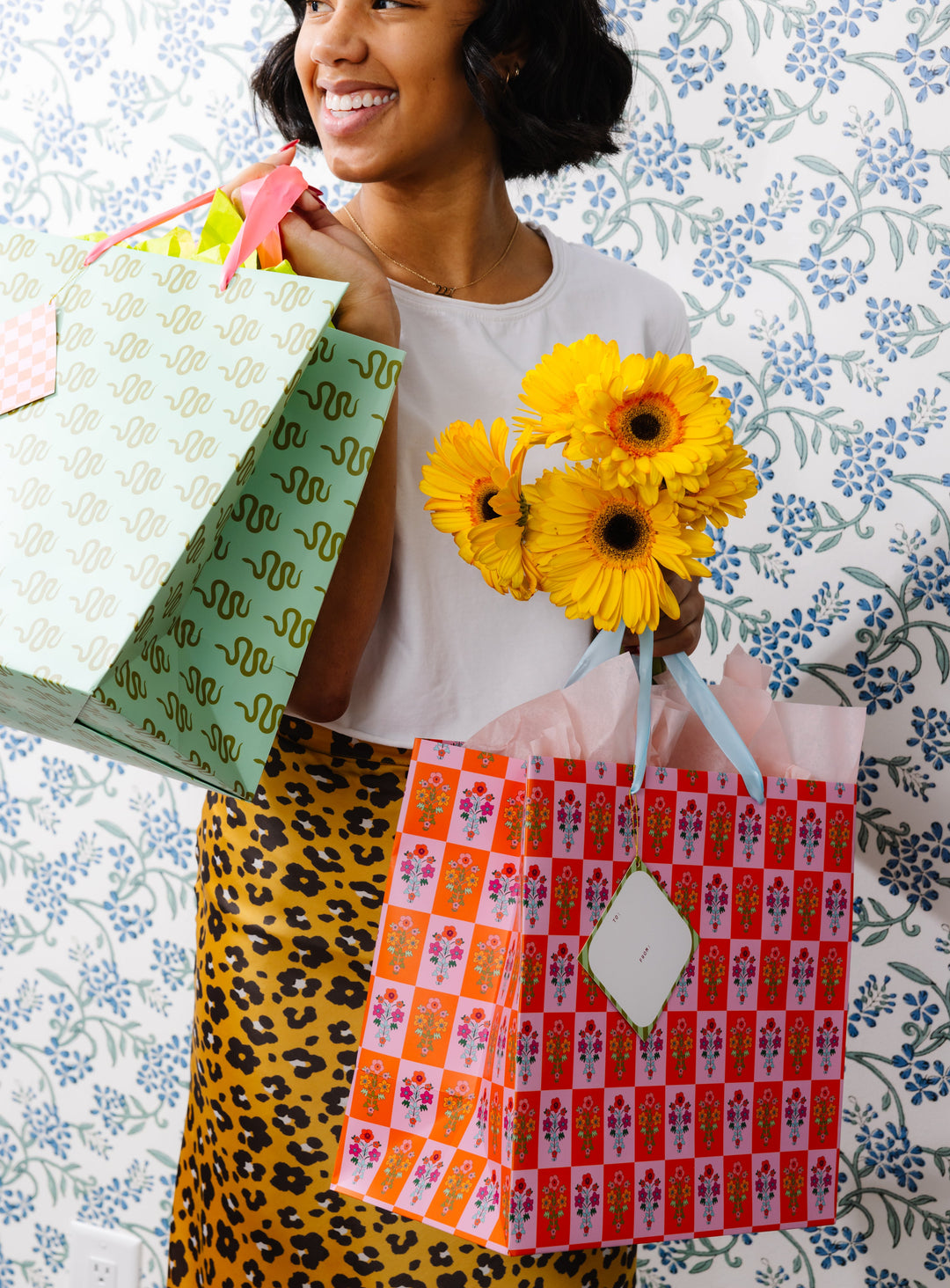 Large Gift Bag - Pink Ditsy