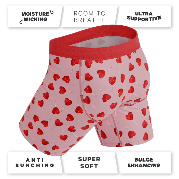 The Suckered In | Heart Lollipop Long Leg Ball Hammock® Pouch Underwear With Fly