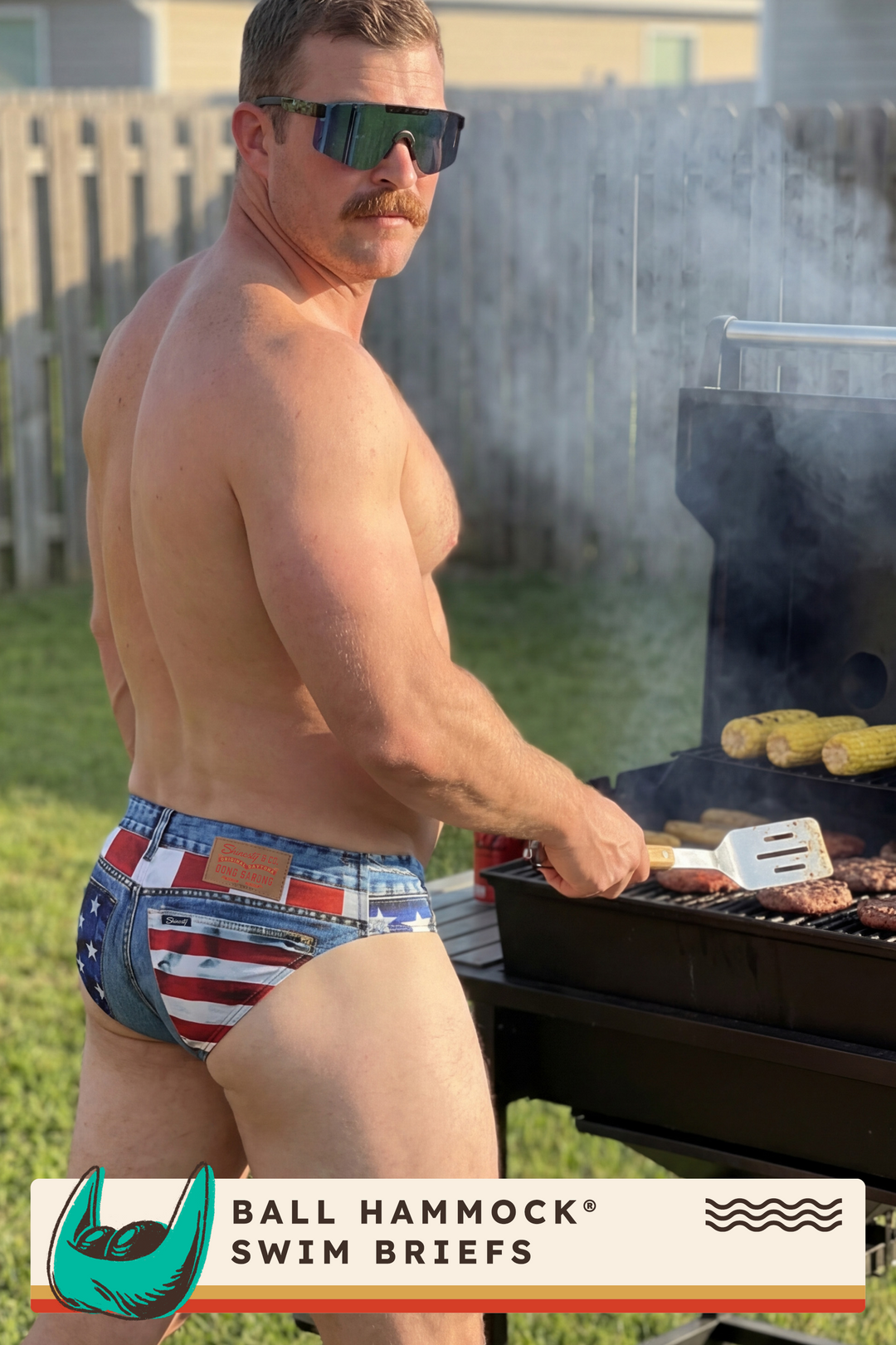 The Chattahoochee Daddy | USA Denim Print Ball Hammock® Pouch Swim Briefs