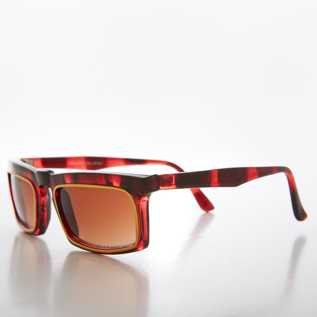 Rectangular 90s Sunglass with Gold Rim - Tandy