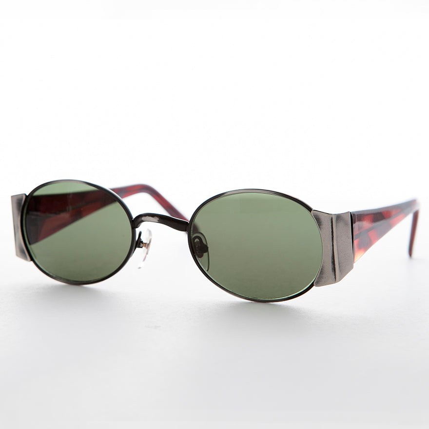 Oval Combo Vintage Sunglass with Wide Temples -Tatum