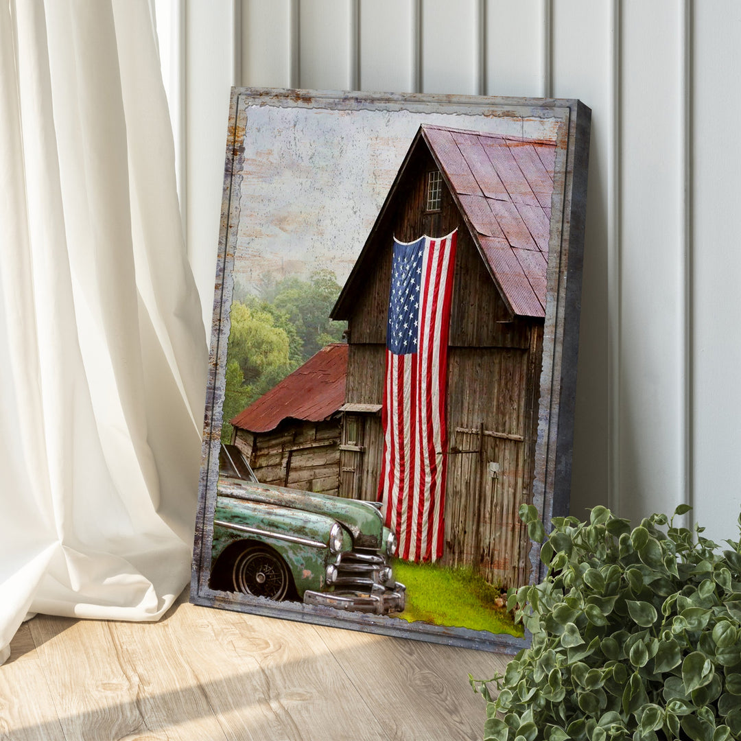 America Country Barn Canvas Wall Art