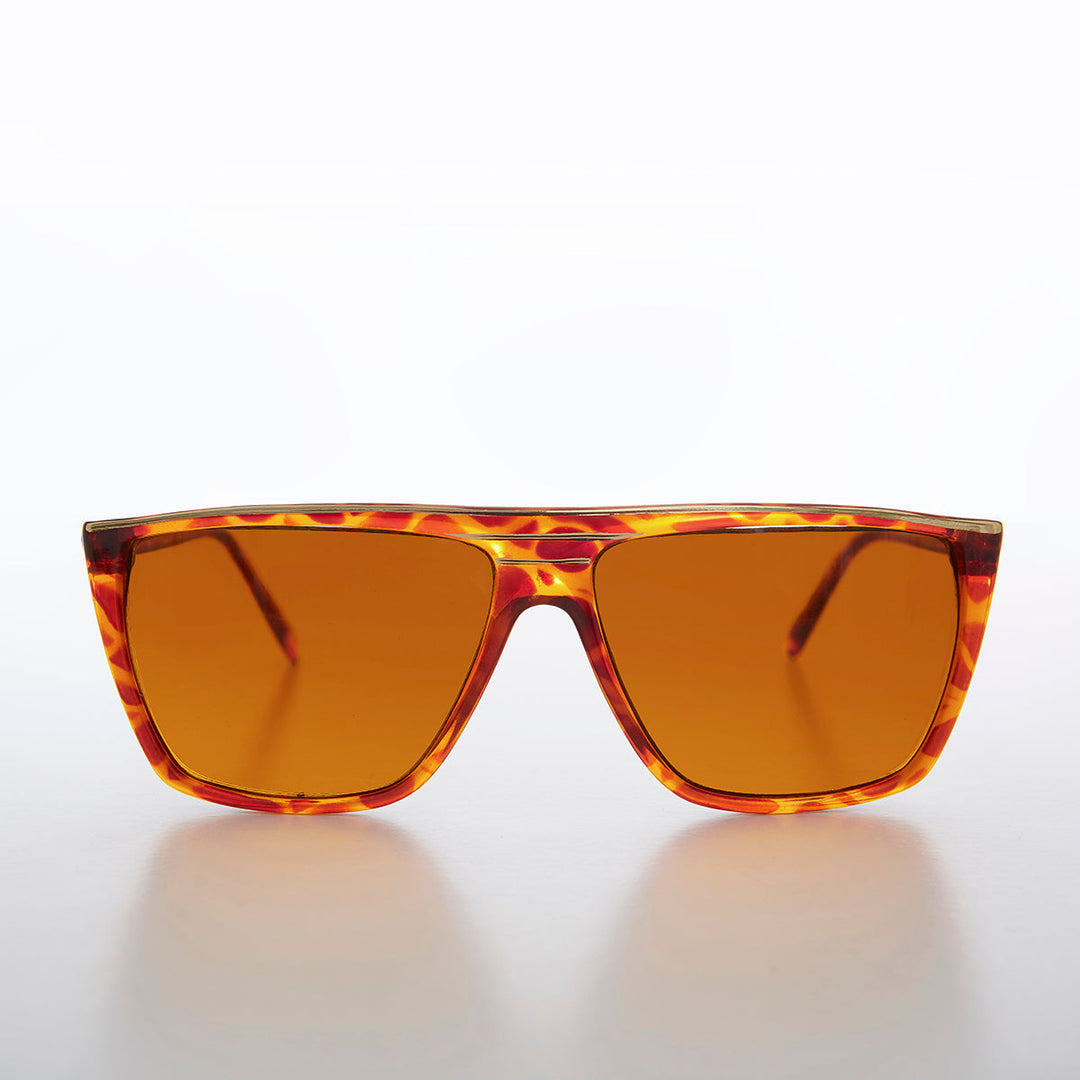 Flat Top Vintage Sunglass with Orange Lenses - Thelda