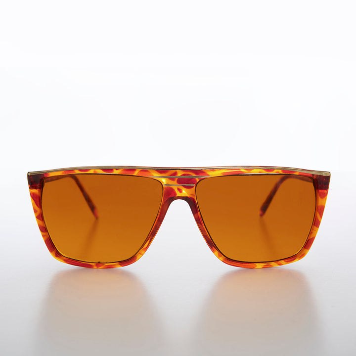 Flat Top Vintage Sunglass with Orange Lenses - Thelda