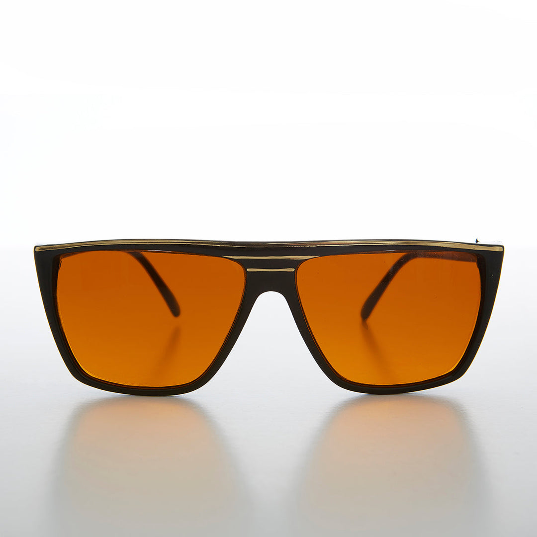 Flat Top Vintage Sunglass with Orange Lenses - Thelda