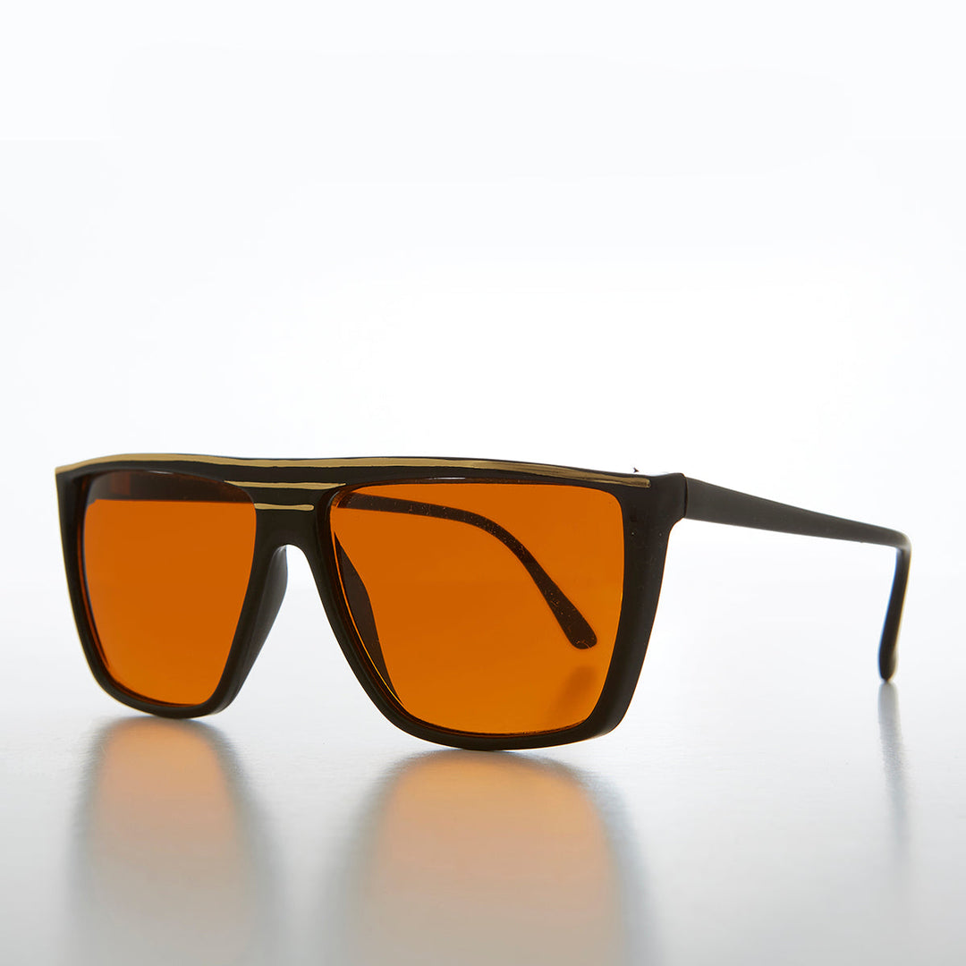 Flat Top Vintage Sunglass with Orange Lenses - Thelda