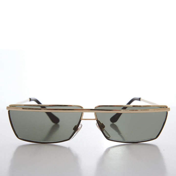 Futuristic Rectangle Gold Brow Sunglasses - Tilly