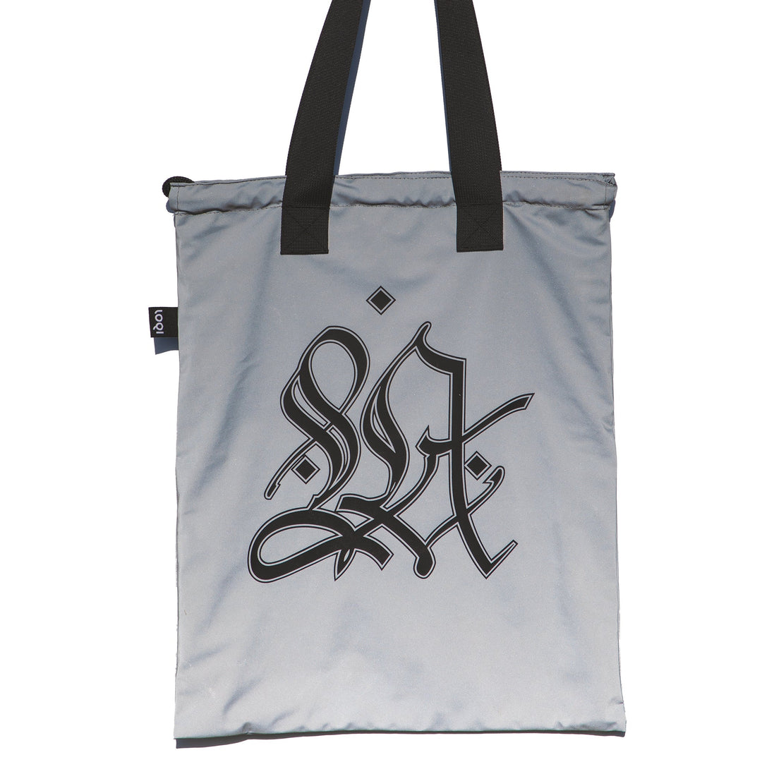 L.A. Graffiti Black Book Reflective Reversible Tote Bag / Backpack