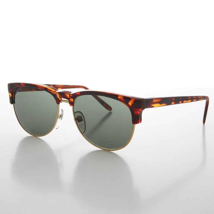Gold Half Frame 80s Vintage Retro Sunglass - Tristan
