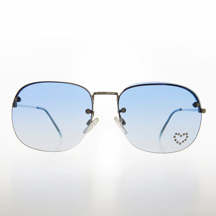 Rimless Vintage Sunglasses with Rhinestone Heart - Trixie