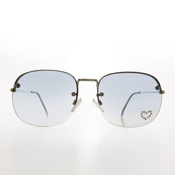 Rimless Vintage Sunglasses with Rhinestone Heart - Trixie