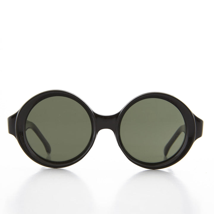 Big Round Mod Vintage Women's Sunglass with Beveled Frame - Trudy