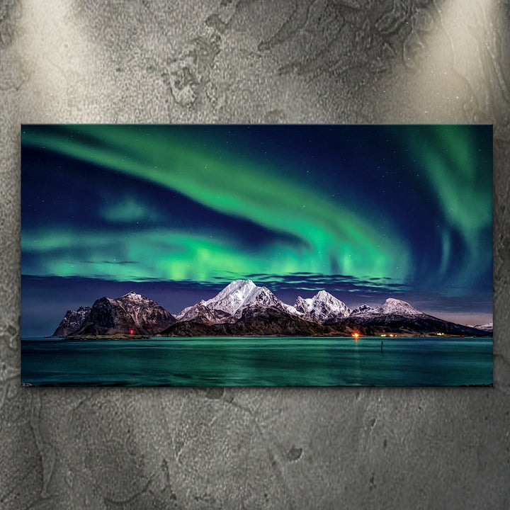 Lake And Northern Lights Canvas Wall Art