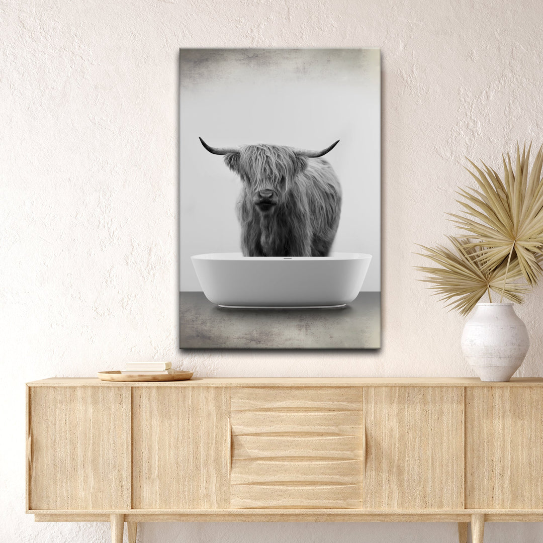 Highland Cattle Bath Canvas Wall Art IV