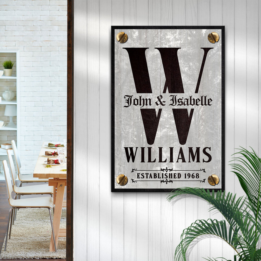 Family Name Portrait Monogram Sign III