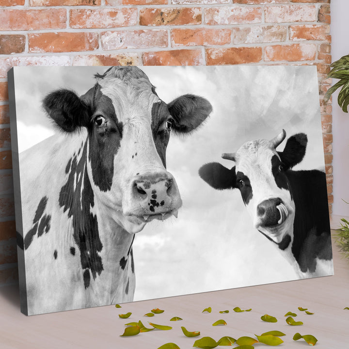 Monochrome Holstein Cows Canvas Wall Art