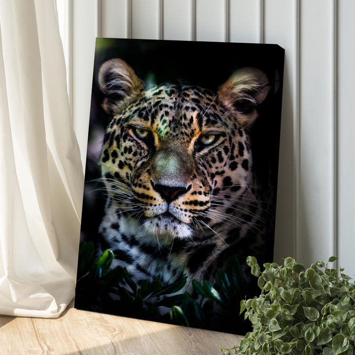 Sneaky Jungle Leopard Portrait Canvas Wall Art